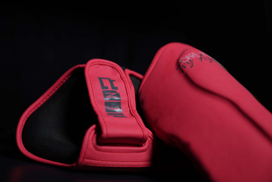 RUSHIO Shin Guard <br> Dare Collection | Engineered Leather | Brave Red